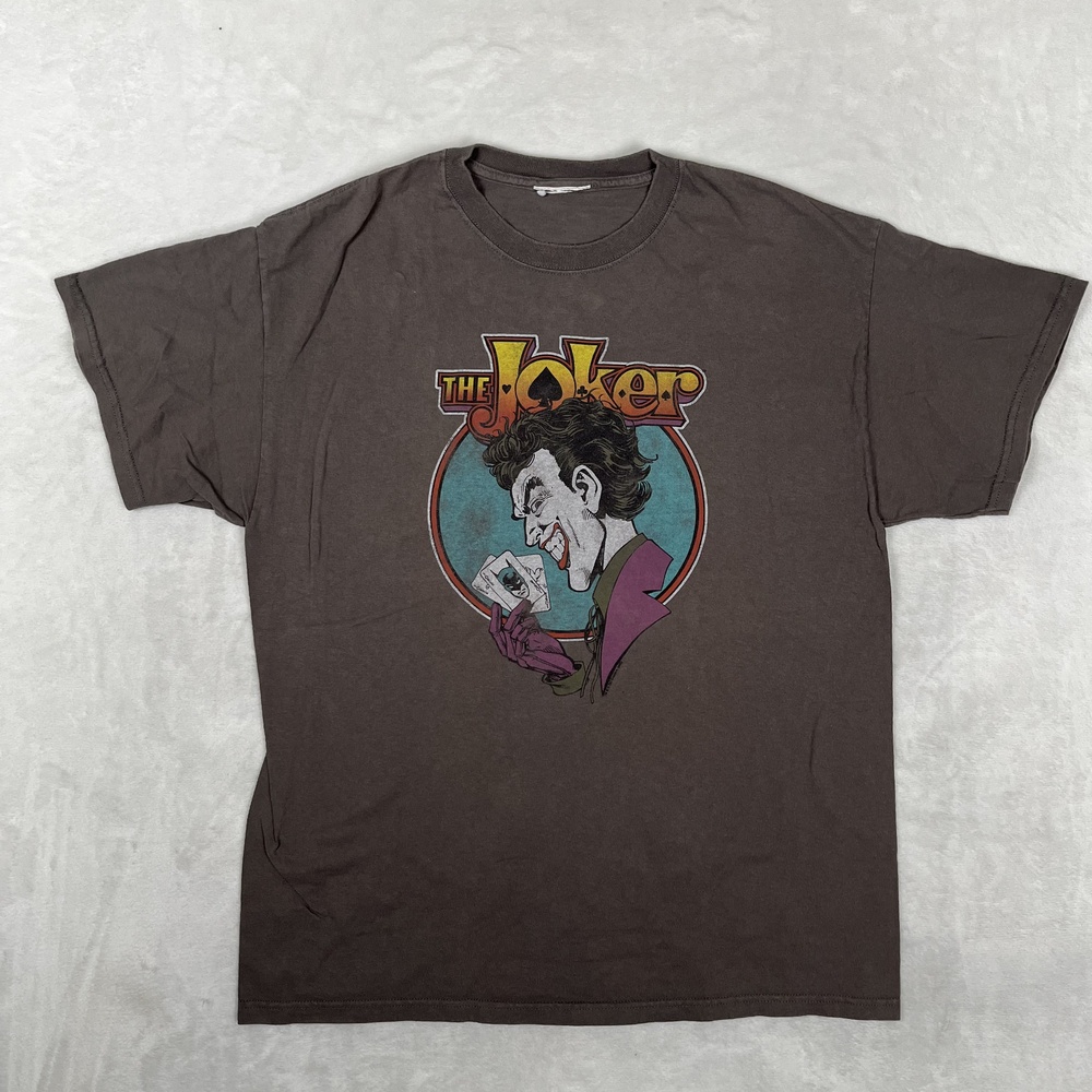 Vintage The Joker Batman T-Shirt Mens L Gray DC Comics Villain Retro Graphic